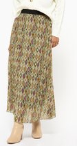 LOLALIZA Lange rok met retroprint - Khaki - Maat L