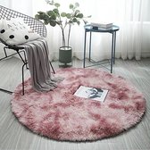 Rond vloerkleed - pluizig zacht - 80 x 80 cm - Roze