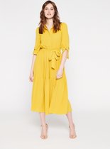 LOLALIZA Overhemd jurk met driekwartsmouw - Geel - Maat 38