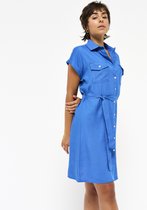 LOLALIZA Overhemd jurk met ceintuur - Blauw - Maat 34