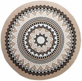 Orange85 Rond tapijt - Mandala - Patroon - Diameter - 120cm - Zwart - Creme - Wit