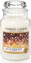 Yankee Candle Geurkaars in Glas (Large) All is Bright Brandt tot 150 uur