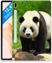 Hoesje Samsung Galaxy Tab S7FE Tablethoes Kinderen Panda met transparant zijkanten