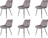 Eetkamerstoelen set van 6 Grijs "New York" - velvet eetkamerstoel - velvet stoel - eetkamerstoel