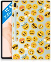 Back Cover Geschikt voor Samsung Galaxy Tab S7FE Hoesje Emoji met transparant zijkanten