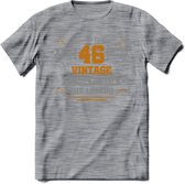46 Jaar Legend T-Shirt | Goud - Zilver | Grappig Verjaardag Cadeau | Dames - Heren | - Donker Grijs - Gemaleerd - XL