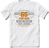 65 Jaar Legend T-Shirt | Goud - Zilver | Grappig Verjaardag Cadeau | Dames - Heren | - Wit - M