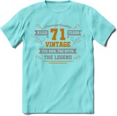 71 Jaar Legend T-Shirt | Goud - Zilver | Grappig Verjaardag Cadeau | Dames - Heren | - Licht Blauw - XXL