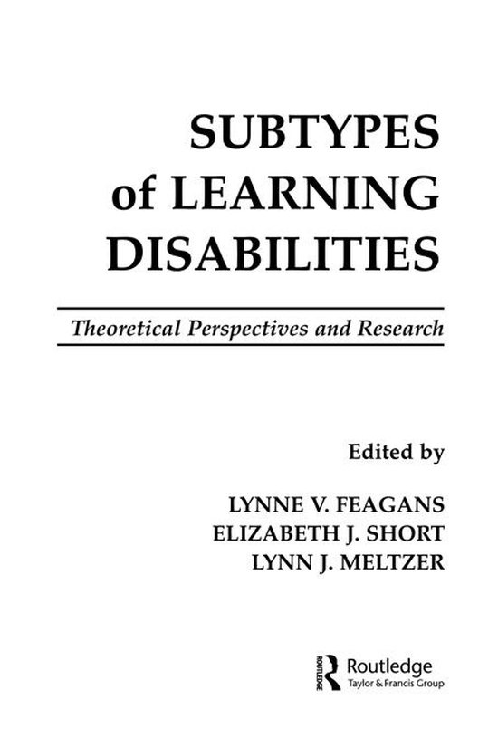 Subtypes of Learning Disabilities - cover