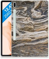 Tablet Back Cover Samsung Galaxy Tab S7FE Hoes Steen met doorzichte zijkanten