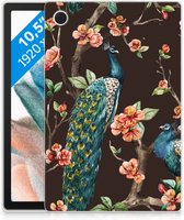 Siliconen Hoesje met foto Samsung Galaxy Tab A8 2021 Tablet Cover Pauw met Bloemen met doorzichte zijkanten