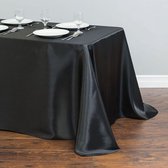 Luxe Tafellaken Katoen - 320x145 cm - Zwart - Satijn Tafelkleed - Eetkamer Decoratie - Tafelen