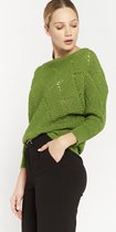 LOLALIZA Lurex trui met crochet details - Groen - Maat S/M