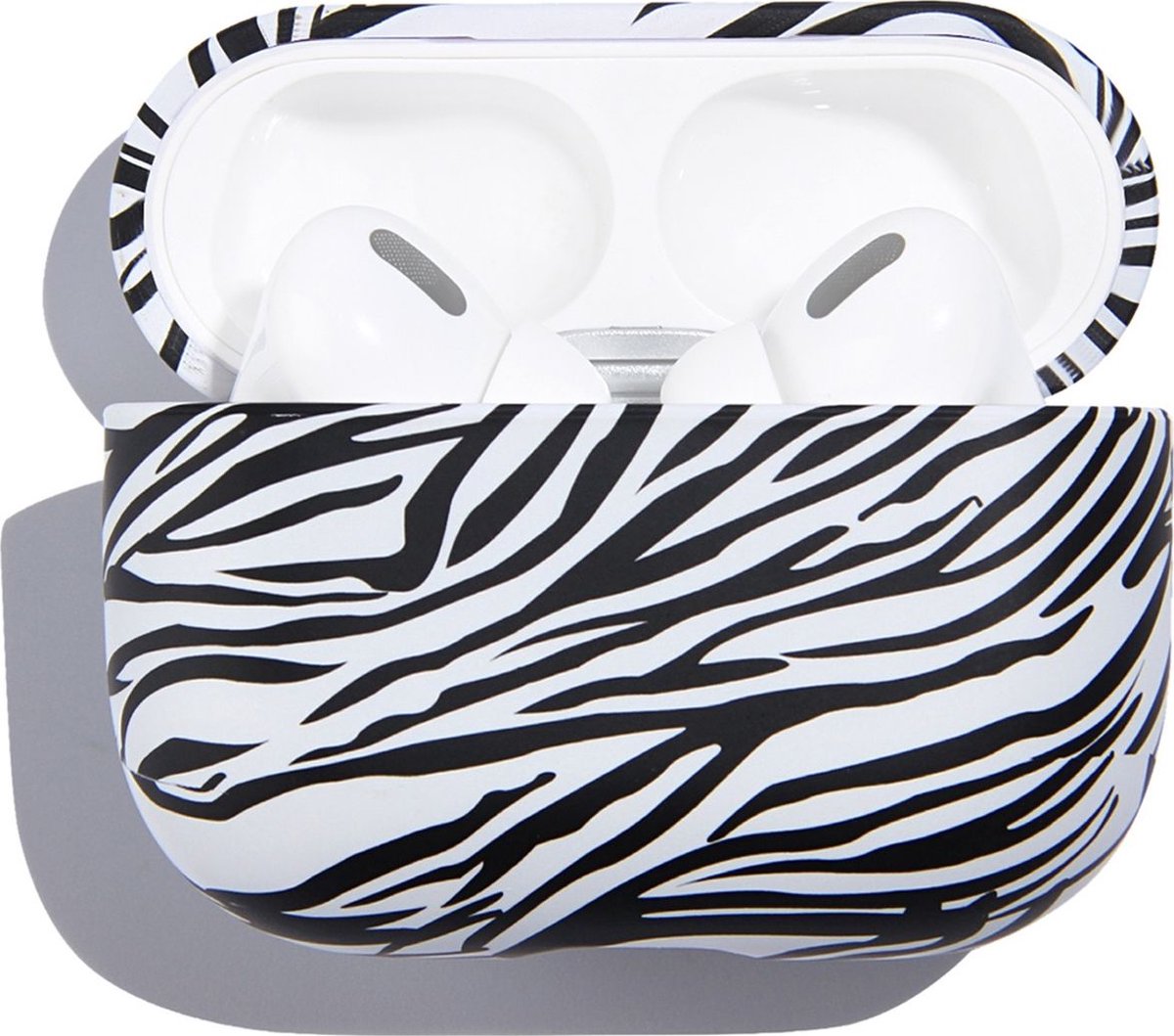 Mobigear Zebra Hardcase Hoesje voor Apple AirPods Pro 1 - Zwart / Wit