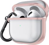 Apple AirPods 3 Hoesje - Mobigear - Shockproof Serie - TPU Hoesje - Transparant / Roze - Hoesje Geschikt Voor Apple AirPods 3