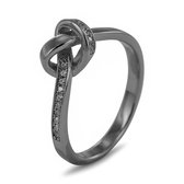 Silventi 9SIL-21866 Zilveren Ring - Dames - Knoop - 6,7 x 8,2 mm - Zirkonia - Maat 54 - Rhodium - Zilver