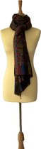 Dames sjaal Kani - zwart met meerkleurig Kani patroon