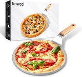 Nowad Pizzaschep RVS Rond Voor BBQ En Oven - 30,5 cm - Pizzaspatel - Taartschep - Houten Handvat - Ophangbaar - Rond - Vaatwasbestendig - Keukenaccessoires