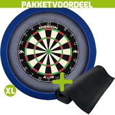 Mission Axis + Rubberen Dartmat 60*300 + Dartbordverlichting Basic XL (Blauw)