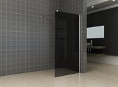 Klea Smoky Inloopdouche Met Chroom Profiel En Stabilisatiestang90x200cm 10mm Antikalk Veiligheidsglas Met NANO Coating Rookglas