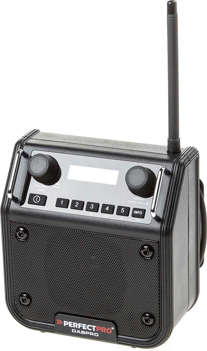 PerfectPro DABPRO Bouwplaats Radio - DAB+ - FM - Bluetooth - Oplaadbaar -  Zwart - DPR2 | bol