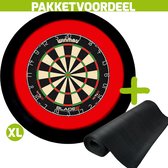 Winmau Blade 6 + Rubberen Dartmat 90*250 + Dartbordverlichting Deluxe XL (Rood - Zwart)
