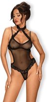 Obsessive- Claudusia- Zwarte Transparante Body Met Kant L/XL