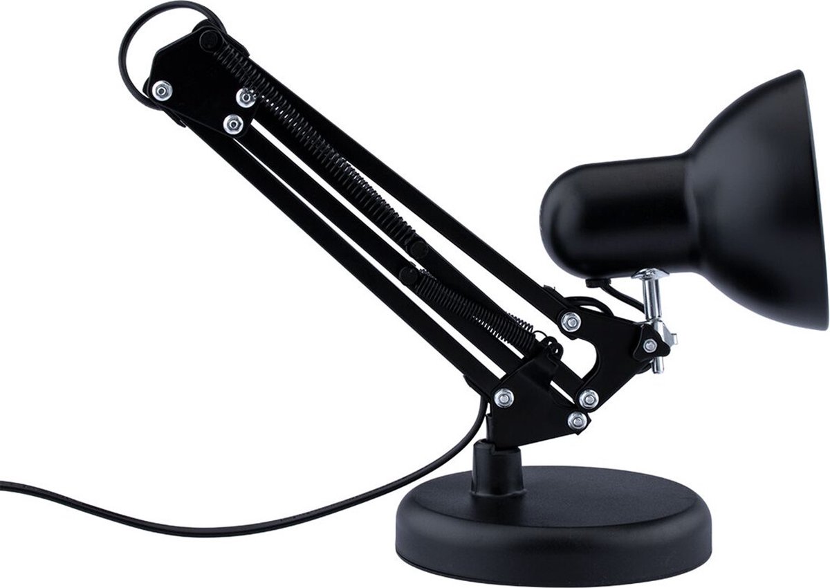 LED Bureaulamp - Maxorit Rety - E27 Fitting - Verstelbaar - Retro - Klassiek - Rond - Mat Zwart thumbnail 6