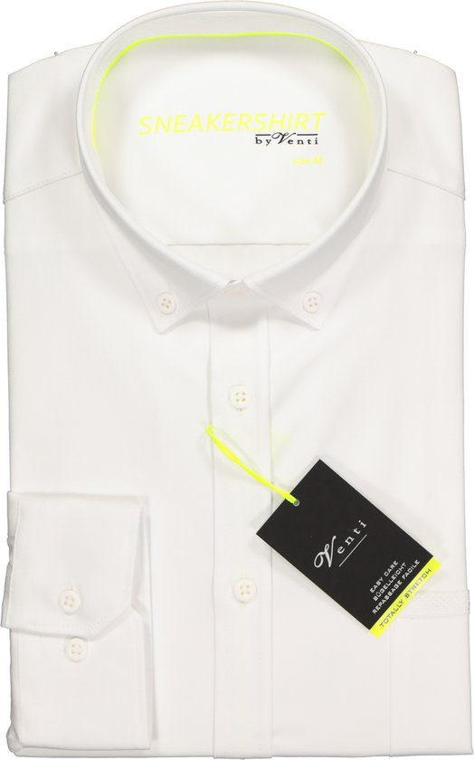 VENTI modern fit overhemd - wit (neon contrast) - Strijkvriendelijk - Boordmaat: