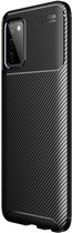 Samsung Galaxy A03S Hoesje Siliconen Carbon TPU Back Cover Zwart