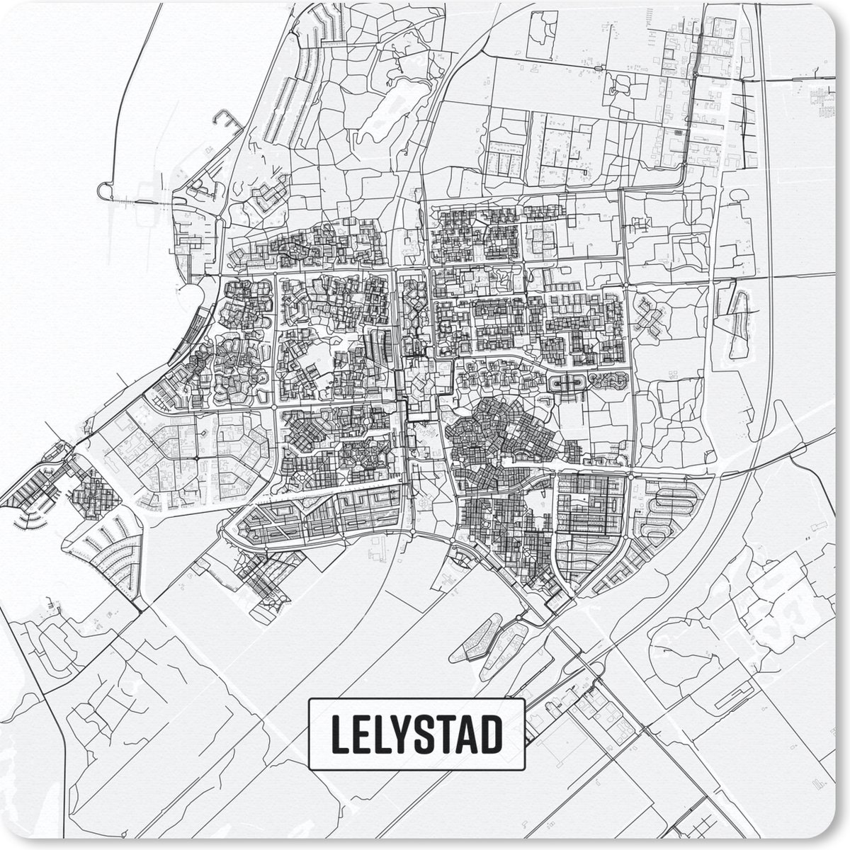 Muismat 30x30 cm - Mousepad Stadskaart Lelystad - Muismatten