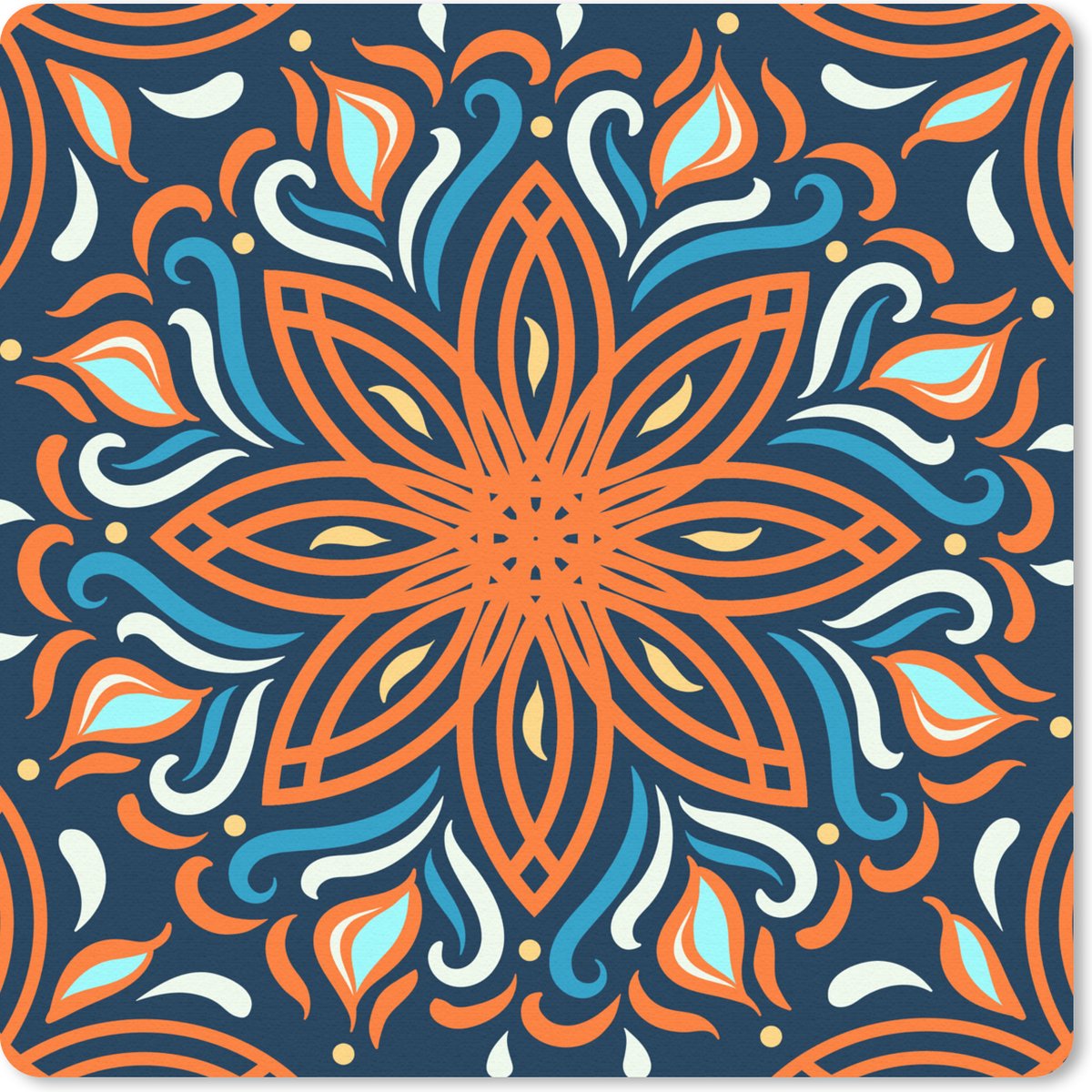 Muismat 30x30 cm - Mousepad Bloem - Bladeren - Oranje - Muismatten
