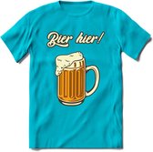 Bier Hier! T-Shirt | Bier Kleding | Feest | Drank | Grappig Verjaardag Cadeau | - Blauw - 3XL