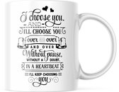 Valentijn Mok met tekst: I choose you | Valentijn cadeau | Valentijn decoratie | Grappige Cadeaus | Koffiemok | Koffiebeker | Theemok | Theebeker