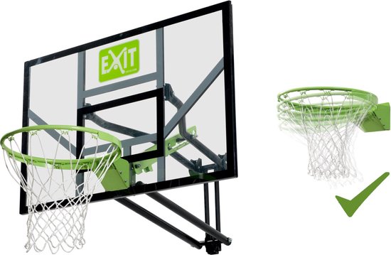 EXIT Galaxy basketbalbord voor muurmontage met dunkring - groen/zwart