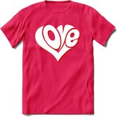 Love - Valentijn T-Shirt | Grappig Valentijnsdag Cadeautje voor Hem en Haar | Dames - Heren - Unisex | Kleding Cadeau | - Roze - XL