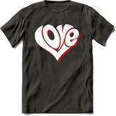 Love - Valentijn T-Shirt | Grappig Valentijnsdag Cadeautje voor Hem en Haar | Dames - Heren - Unisex | Kleding Cadeau | - Donker Grijs - M