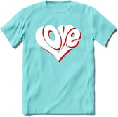 Love - Valentijn T-Shirt | Grappig Valentijnsdag Cadeautje voor Hem en Haar | Dames - Heren - Unisex | Kleding Cadeau | - Licht Blauw - M