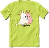 Lovebirds - Valentijn T-Shirt | Grappig Valentijnsdag Cadeautje voor Hem en Haar | Dames - Heren - Unisex | Kleding Cadeau | - Groen - 3XL