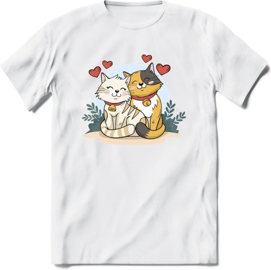 Knuffel kat Valentijn T-Shirt | Grappig Valentijnsdag Cadeautje voor Hem en Haar | Dames - Heren - Unisex | Kleding Cadeau | - Wit - S