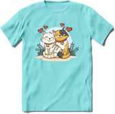Knuffel kat Valentijn T-Shirt | Grappig Valentijnsdag Cadeautje voor Hem en Haar | Dames - Heren - Unisex | Kleding Cadeau | - Licht Blauw - S