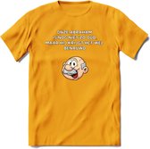 Onze abraham is nog niet zo oud T-Shirt | Grappig Abraham 50 Jaar Verjaardag Kleding Cadeau | Dames – Heren - Geel - 3XL