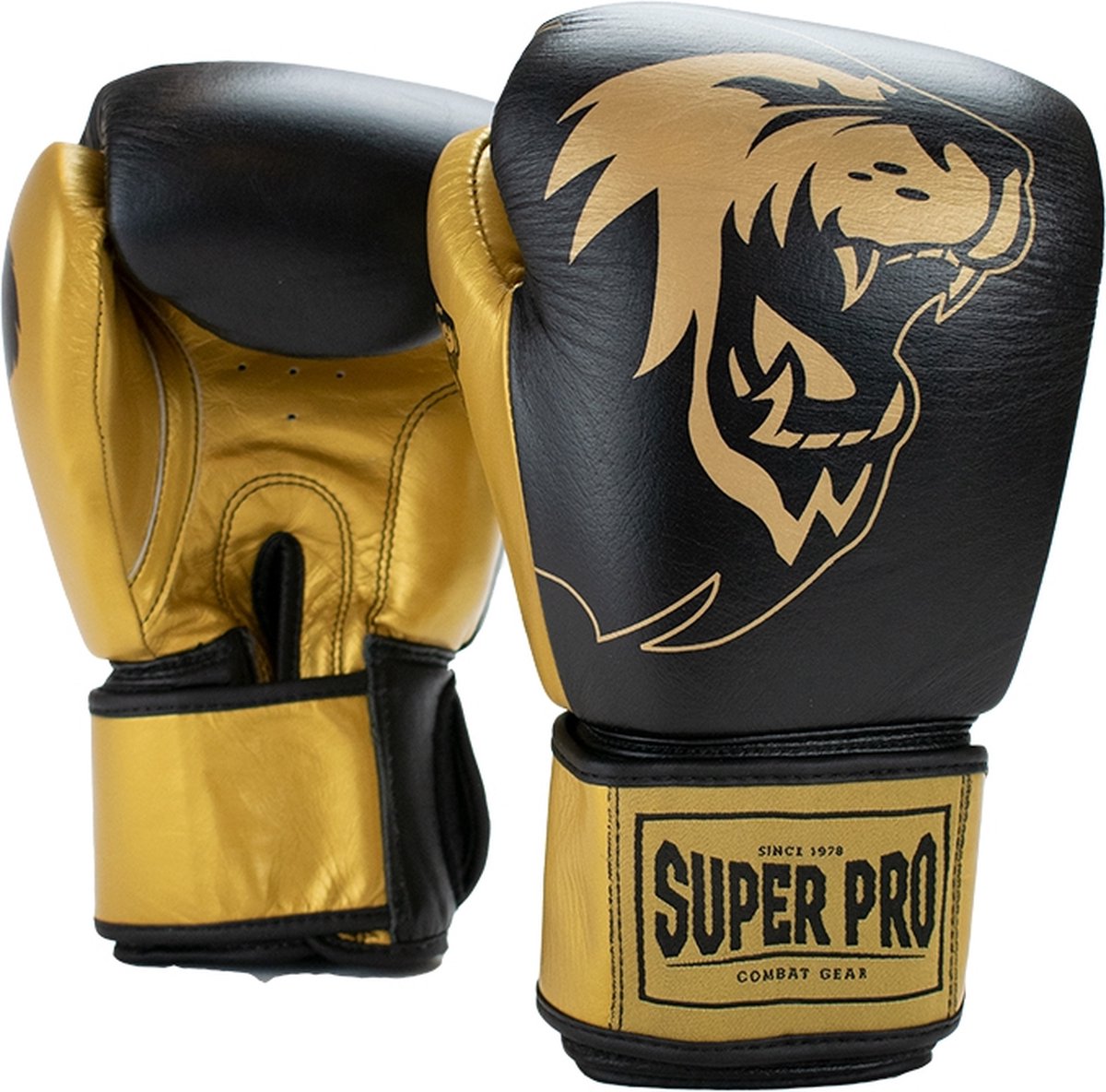 Super Pro Combat Gear Undisputed Bokszakhandschoenen Leder Zwart/Goud Extra Small