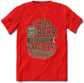 I Make Beer Disappear T-Shirt | Bier Kleding | Feest | Drank | Grappig Verjaardag Cadeau | - Rood - S