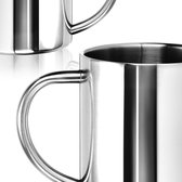 COM-FOUR® 2x roestvrijstalen koffiemokken - 300 ml per koffiekop - thermische drinkbekers van hoogwaardig roestvrij staal - breukvaste koffiekan - dubbelwandige isolatiemokken (300