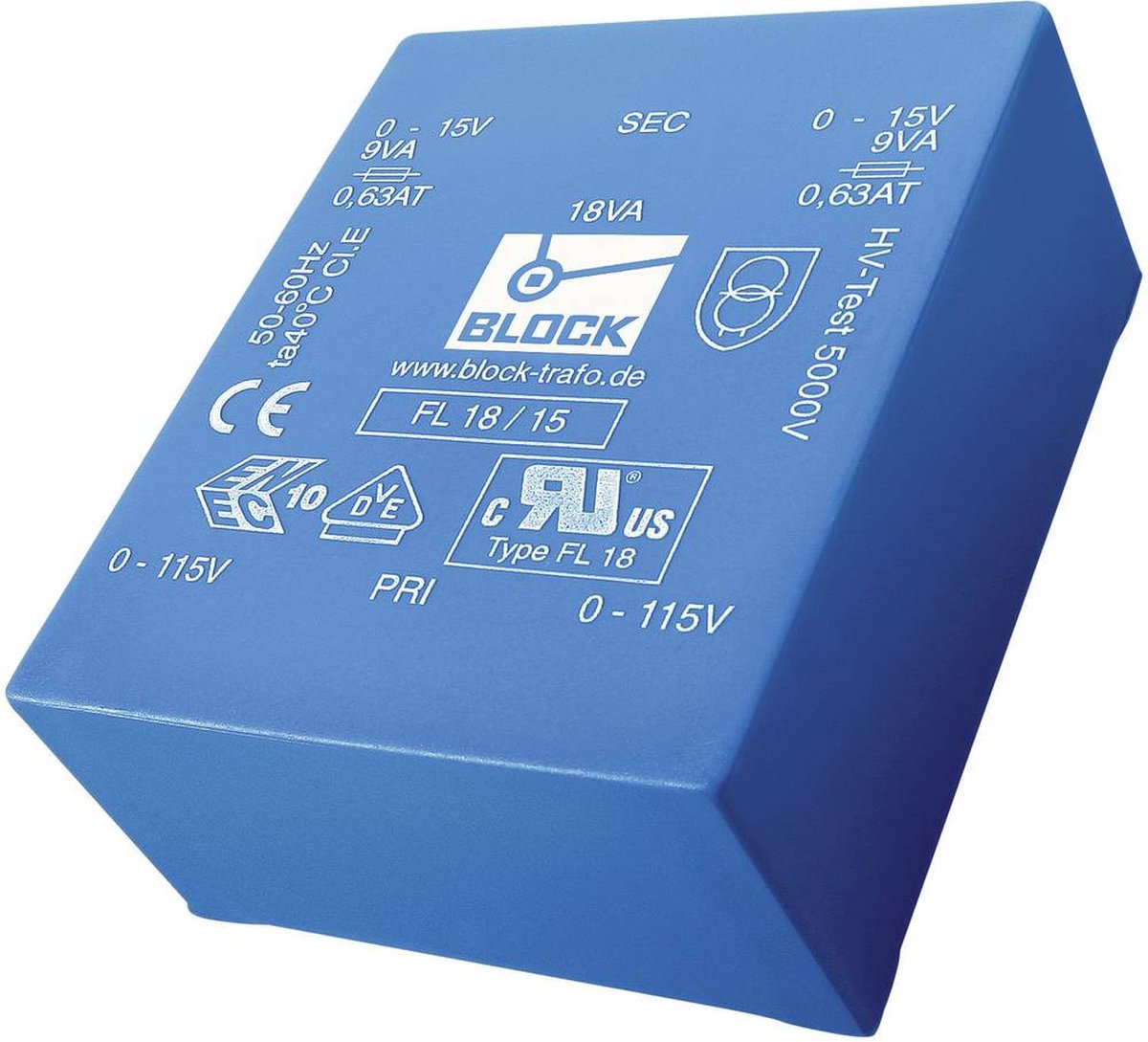 BLOCK FL 10/15 Printtransformator 2 x 115 V 2 x 15 V/AC 10 VA 333 mA