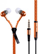 Koptelefoon met ritssluiting - Basmonitor - Metalen in ear Hoofdtelefoons met microfoon voor MP3, mobiele telefoons en pc - Oranje