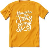 You Are The Stars In My Sky - Valentijn T-Shirt | Grappig Valentijnsdag Cadeautje voor Hem en Haar | Dames - Heren - Unisex | Kleding Cadeau | - Geel - 3XL