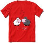 I Love You - Valentijn T-Shirt | Grappig Valentijnsdag Cadeautje voor Hem en Haar | Dames - Heren - Unisex | Kleding Cadeau | - Rood - L