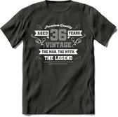 36 Jaar Legend T-Shirt | Zilver - Wit | Grappig Verjaardag en Feest Cadeau | Dames - Heren - Unisex | Kleding Kado | - Donker Grijs - XL